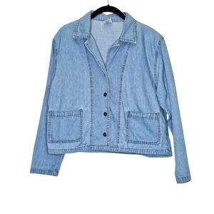 CMC Denim Jacket Button Front Pockets Light Wash Casual Made‎ in USA S